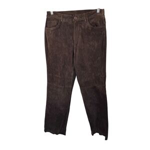 90s Vintage‎ Denim & Co Brown Suede High Rise Straight Leg Pants Leather Size 12
